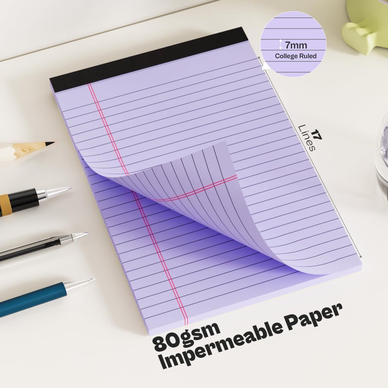 Nichela 360 Sheets Purple Note Pads 5"" x 8"" Pack of 12 Small Legal Pads College Ruled Lined Paper with Micro-Perforated Writing Notebook 30 Sheets per Pad Small Notepad for School, Office & Home Supplies - Image 4